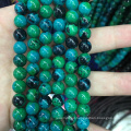 8mm Round Natural Green Azurite Chrysocolla Semi Precious Gemstone Beads - 15" Strand